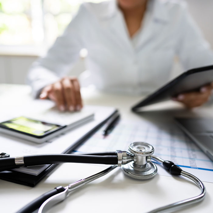 doctor doing billing