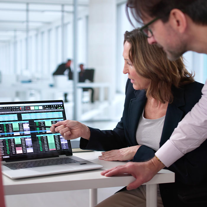 people examining billing